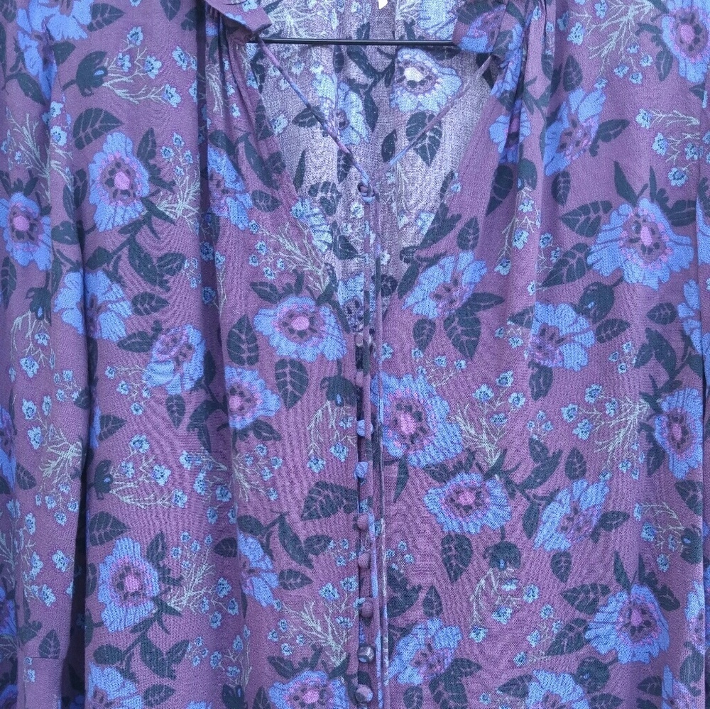 Free People Purple Floral Bell Sleeve Dress - Picture 5 of 5